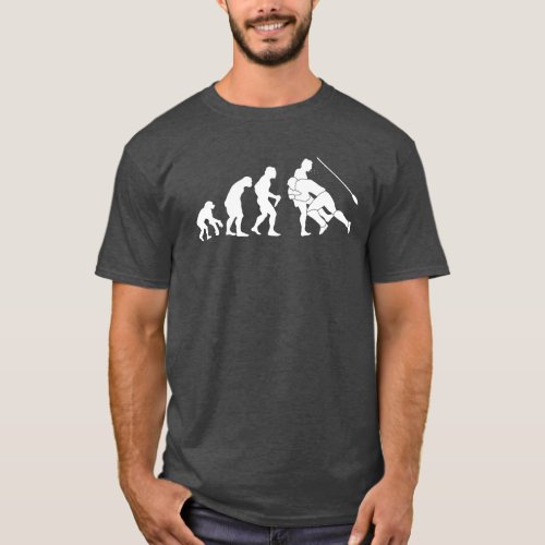 Rugby Evolution Funny Cave Man Tackle T_Shirt