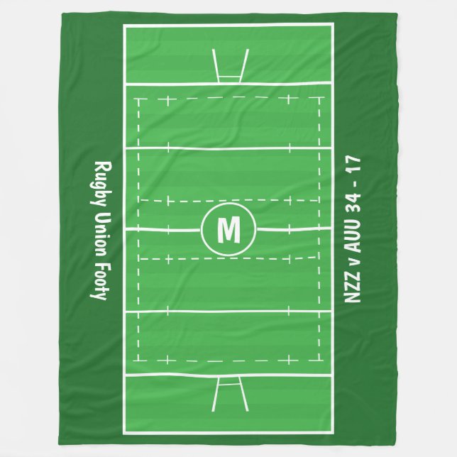 Rugby Fan Custom Pitch - Add your text Fleece Blanket (Front)