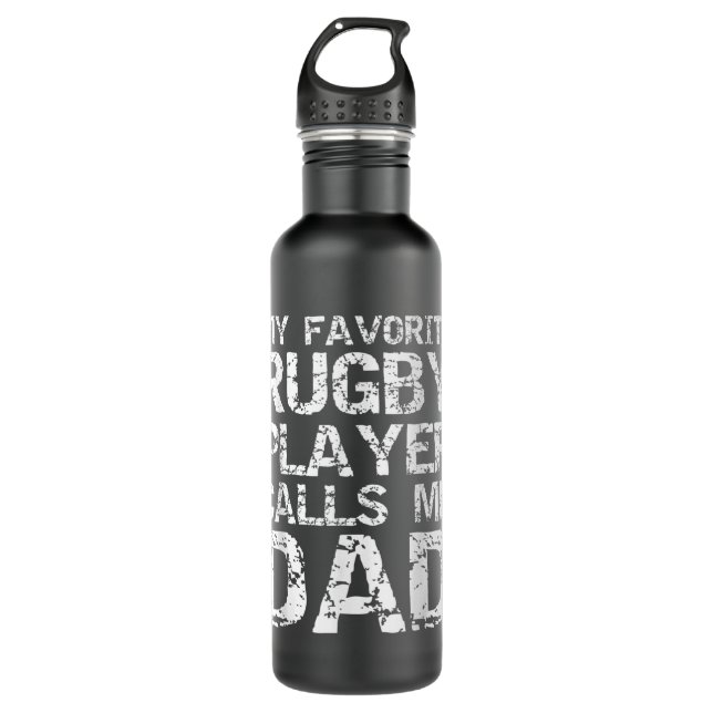 Rugby Father Gift Cool My Favorite Rugby Player Ca Stainless Steel Water Bottle (Front)