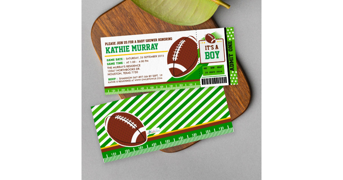 football ticket baby shower invitations