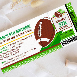 Rugby Football Ticket Pass Birthday Invitation | Zazzle