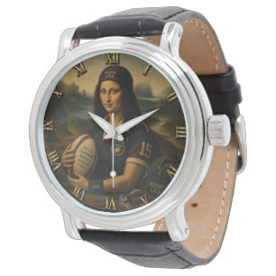 Rugby Funny Mona Lisa Sports Gift Watch