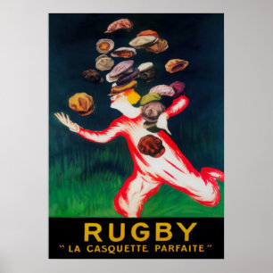 Rugby Hats Vintage Fashion Poster