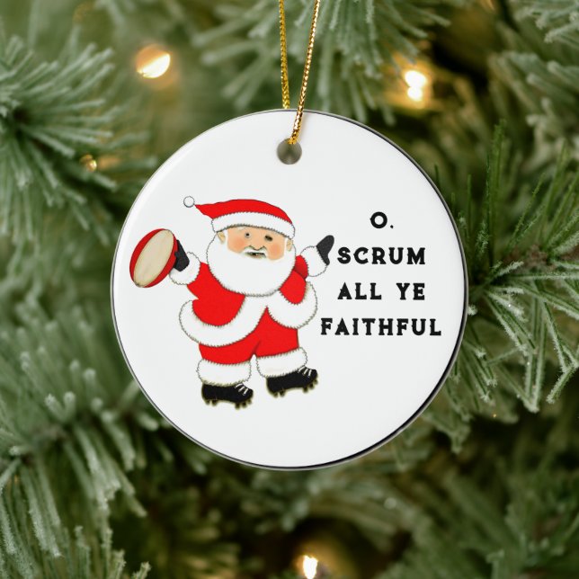 Rugby Holiday Gift Ceramic Ornament (Tree)