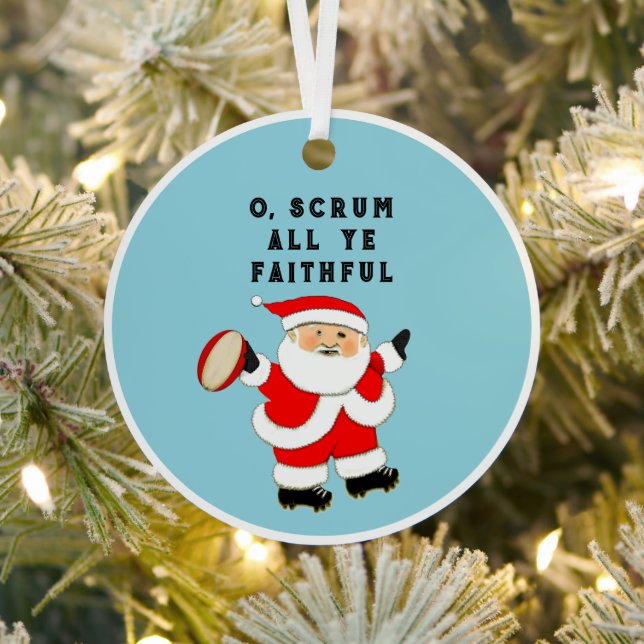 Rugby Holiday Gift Christmas Metal Ornament (Insitu)