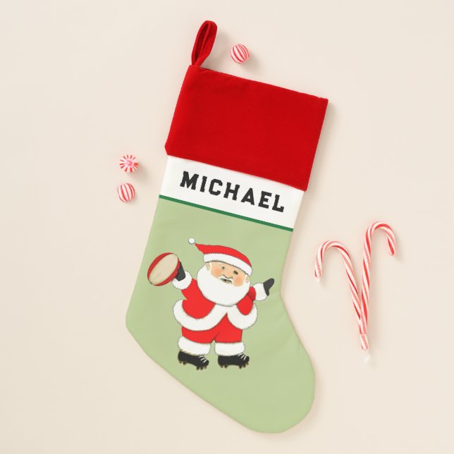 Rugby Holiday Gift Christmas Stocking (Front)