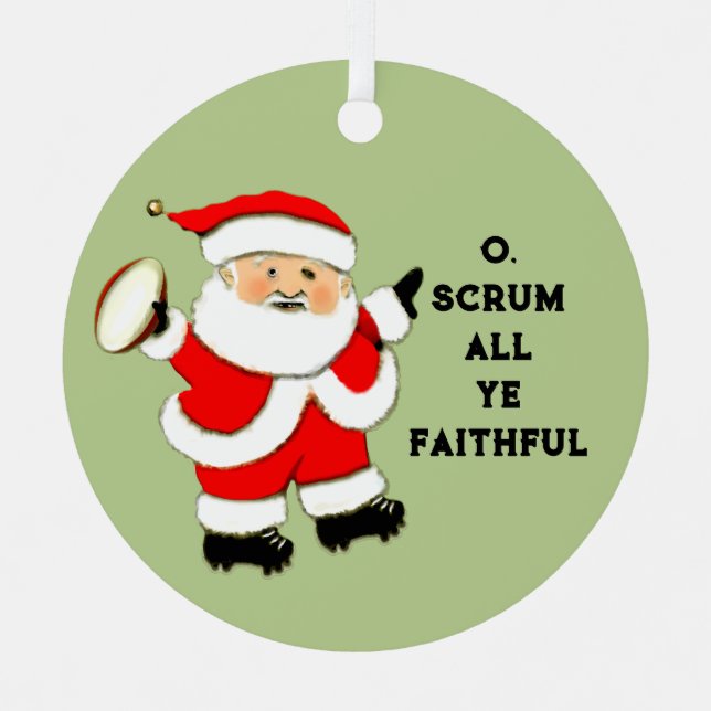 Rugby Holiday Gift Metal Ornament (Front)