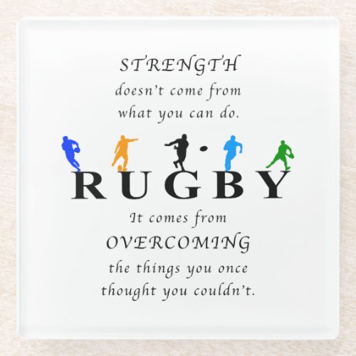 Rugby Inspirational Quote Glass Coaster