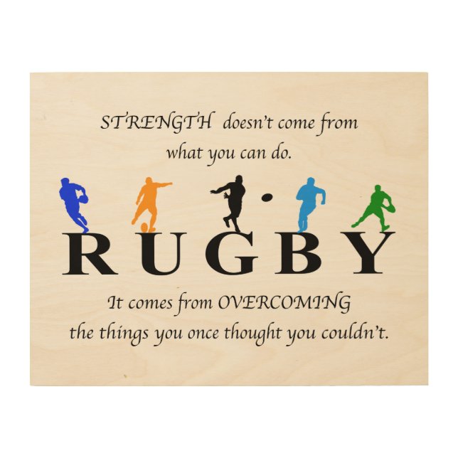 Rugby Inspirational Quote Wood Wall Art (Front)