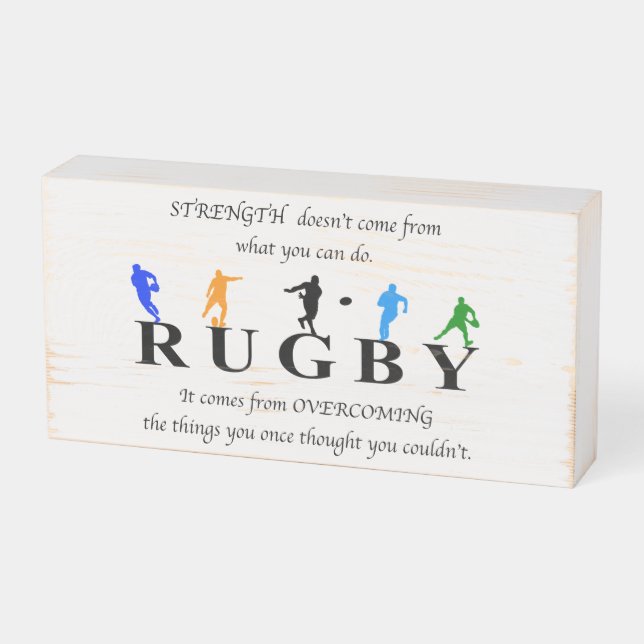 Rugby Inspirational Quote Wooden Box Sign (Angled Horizontal)