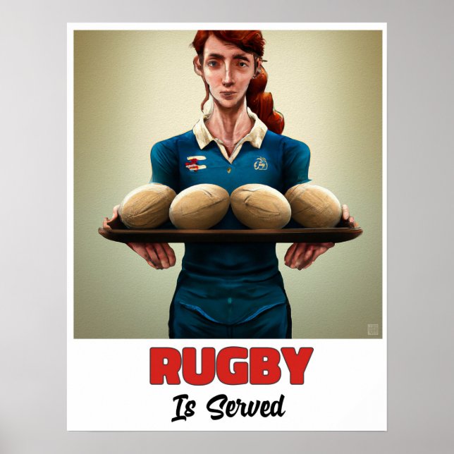 Rugby Is Served - Rugby Painting Print (Front)