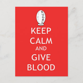 Rugby - Keep Calm & Give Blood Postcard