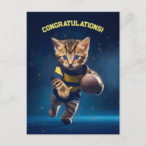 Rugby Kitten Postcard