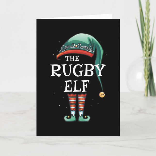 Rugby Matching Family Christmas Party Pajama Card (Front)