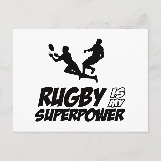 Rugby my super power postcard (Front)