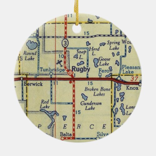 Rugby ND Map Ceramic Ornament