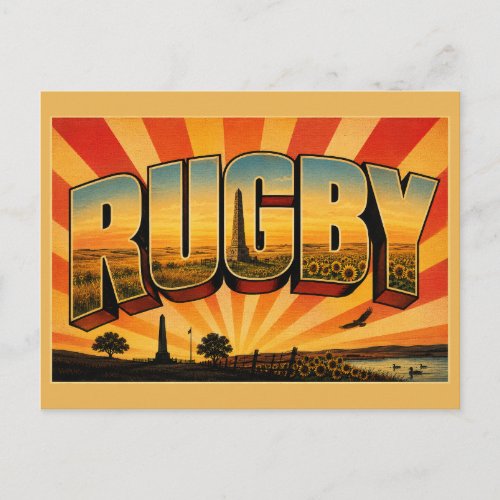 Rugby ND Prairie Farmland Monument Art Postcard