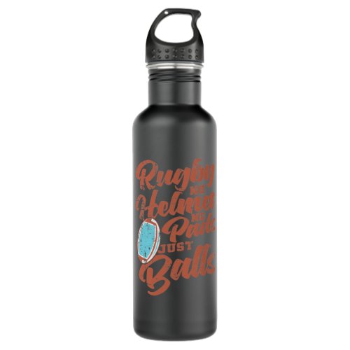 Rugby no Helmet no Pads Just Balls Football Stainless Steel Water Bottle