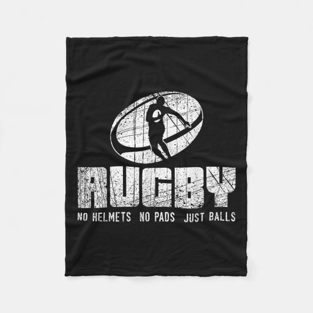 Rugby No Helmet No Pads Just Shirt - Funny Rugby Q Fleece Blanket (Front)