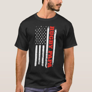 Rugby Papa American Flag Father's Day Men's T-Shirt
