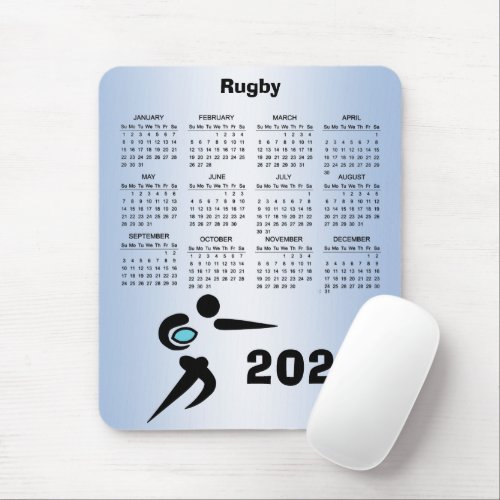 Rugby Player and Ball Scrum 2023 Calendar Mousepad