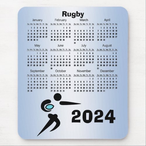 Rugby Player and Ball Scrum 2024 Calendar Mousepad
