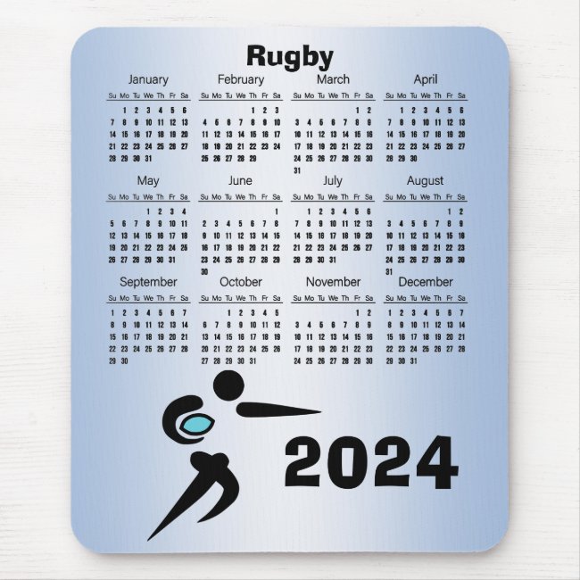 Rugby Player and Ball Scrum 2024 Calendar Mousepad