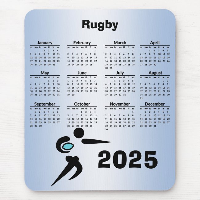 Rugby Player and Ball Scrum 2025 Calendar Mousepad