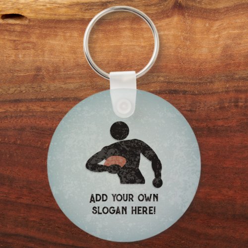 Rugby Player Ball Sports logo own text both sides Keychain