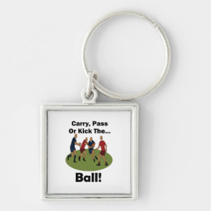 Rugby Player Carry Pass Or Kick The Ball Party Keychain