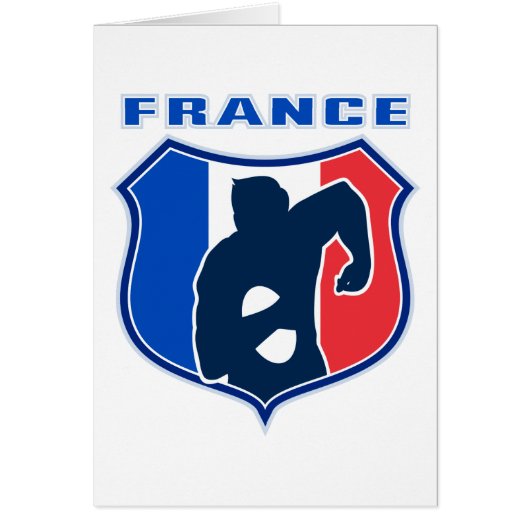 rugby player french france flag shield (Front)