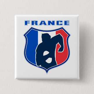 rugby player french france flag shield pinback button