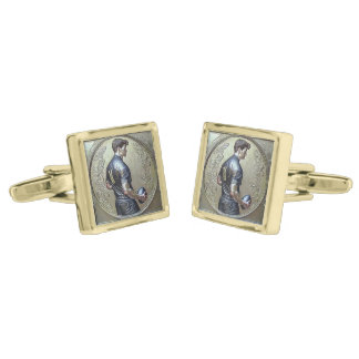 Rugby Player Gold Cufflinks