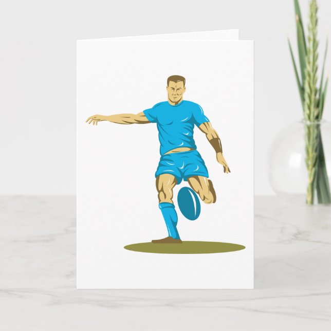Rugby Player Kicking Ball Athletic Sports Card (Front)
