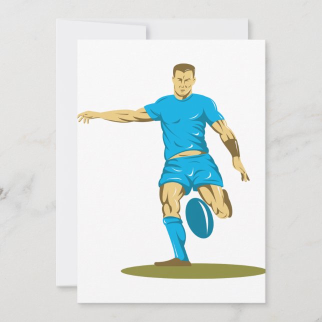 Rugby Player Kicking Ball Athletic Sports Invitation (Front)