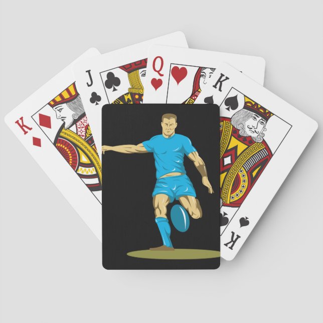 Rugby Player Kicking Ball Athletic Sports Poker Cards (Back)