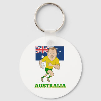 Rugby player running with ball Australia flag Keychain