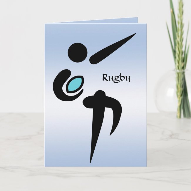 Rugby Player Scrum Ball Blue Blank Card