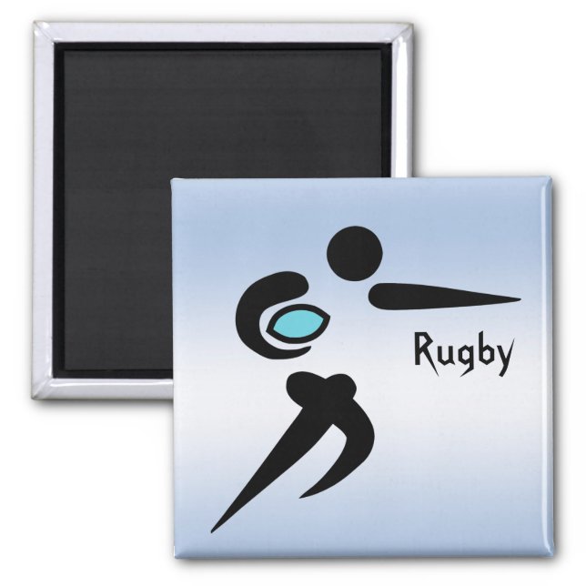 Rugby Player Scrum Ball Blue Magnet (Front)