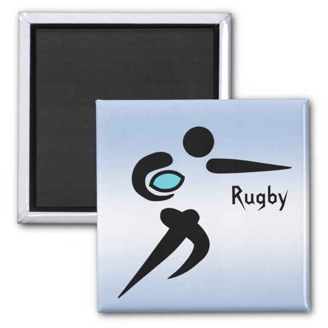 Rugby Player Scrum Ball Blue Magnet
