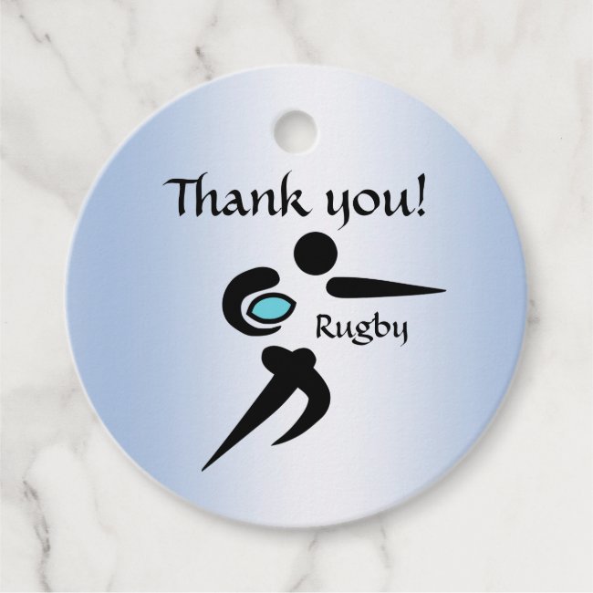 Rugby Player Scrum Ball Blue Thank You Favor Tags