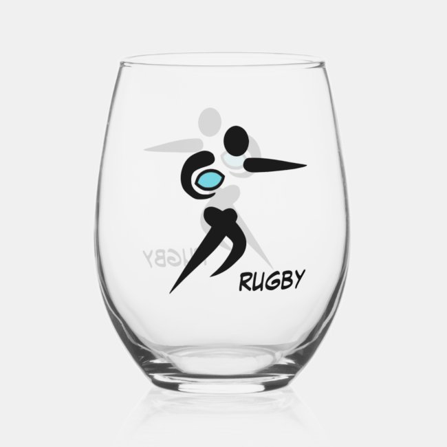 Rugby Player Scrum Ball Wine Glass