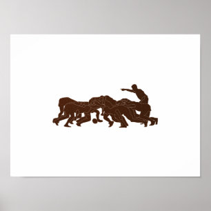 rugby player scrum metal texture poster