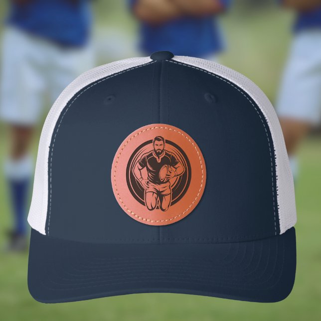 Rugby Player Sports Enthusiast Athlete Leather Patch Hat (Creator Uploaded)