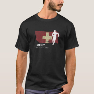 Rugby Player Switzerland Flag Sports Ball Rugby T-Shirt
