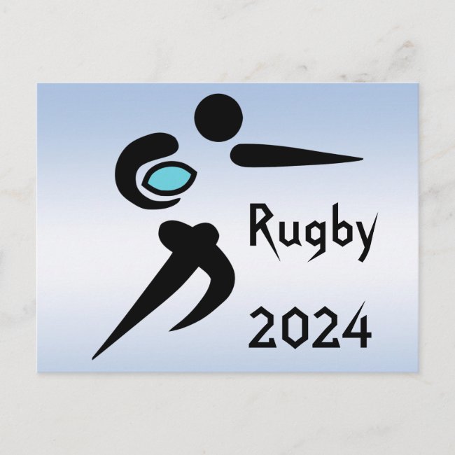 Rugby Player with 2024 Calendar on Back Postcard