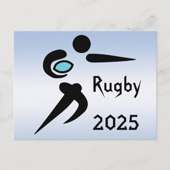 Rugby Player with 2025 Calendar on Back Postcard