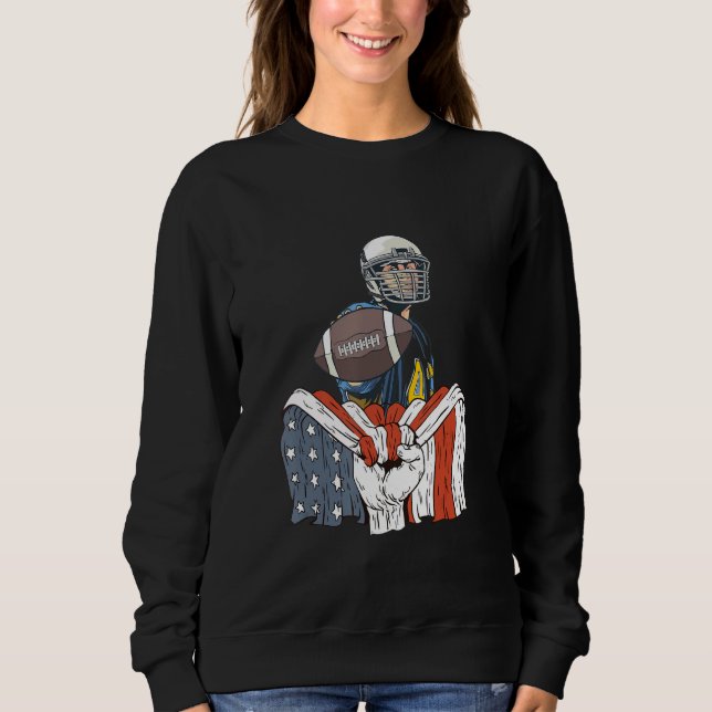 Rugby Player with American Flag Sweatshirt (Front)