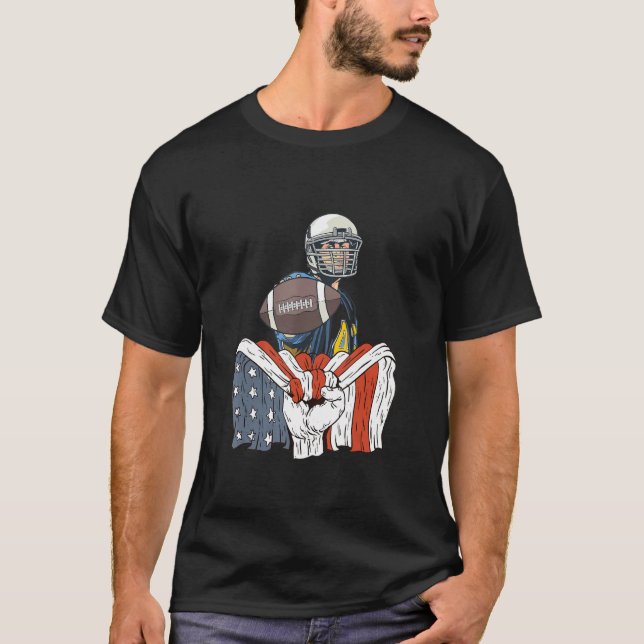 Rugby Player with American Flag T-Shirt (Front)