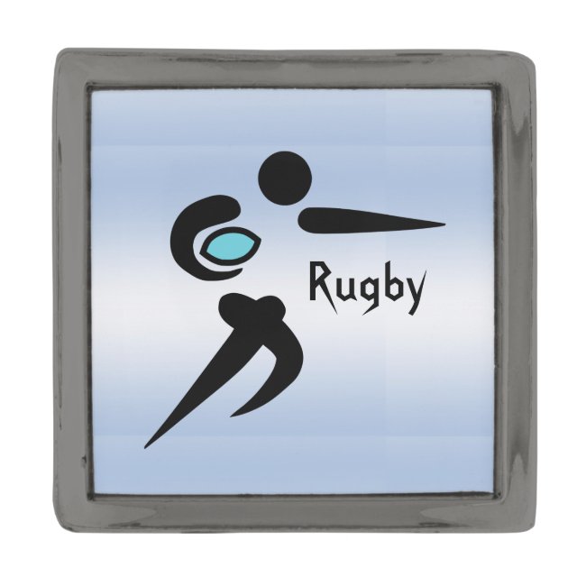 Rugby Player with Ball Scrum Blue Lapel Pin